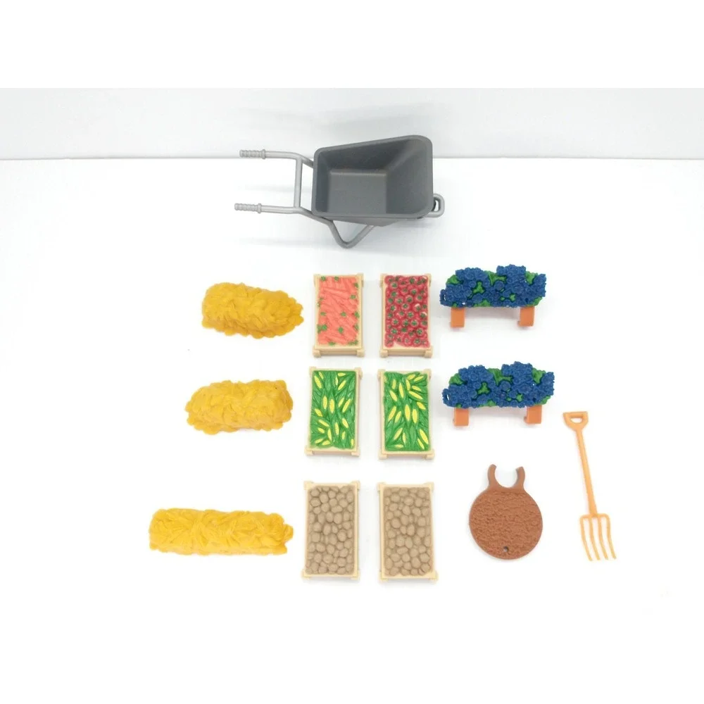 Schleich Farm World Accessories Lot Wheel barrel Veggies Hay Bucket Straw Bed‎